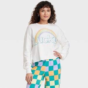 Grayson Threads White Sweatshirt with Rainbow Design